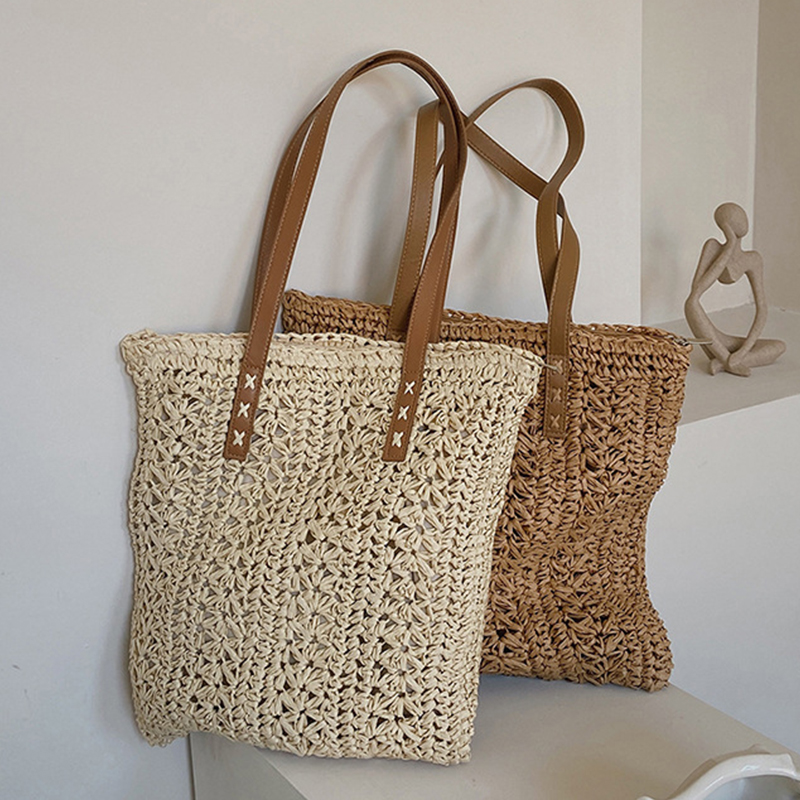 Square Hollow Straw Beach Bag  - đánh giá và giá Women'S Raffia Bags